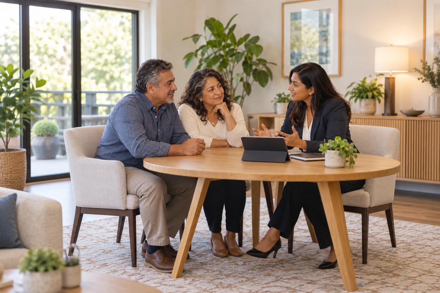 Couple discussing plans with an advisor
