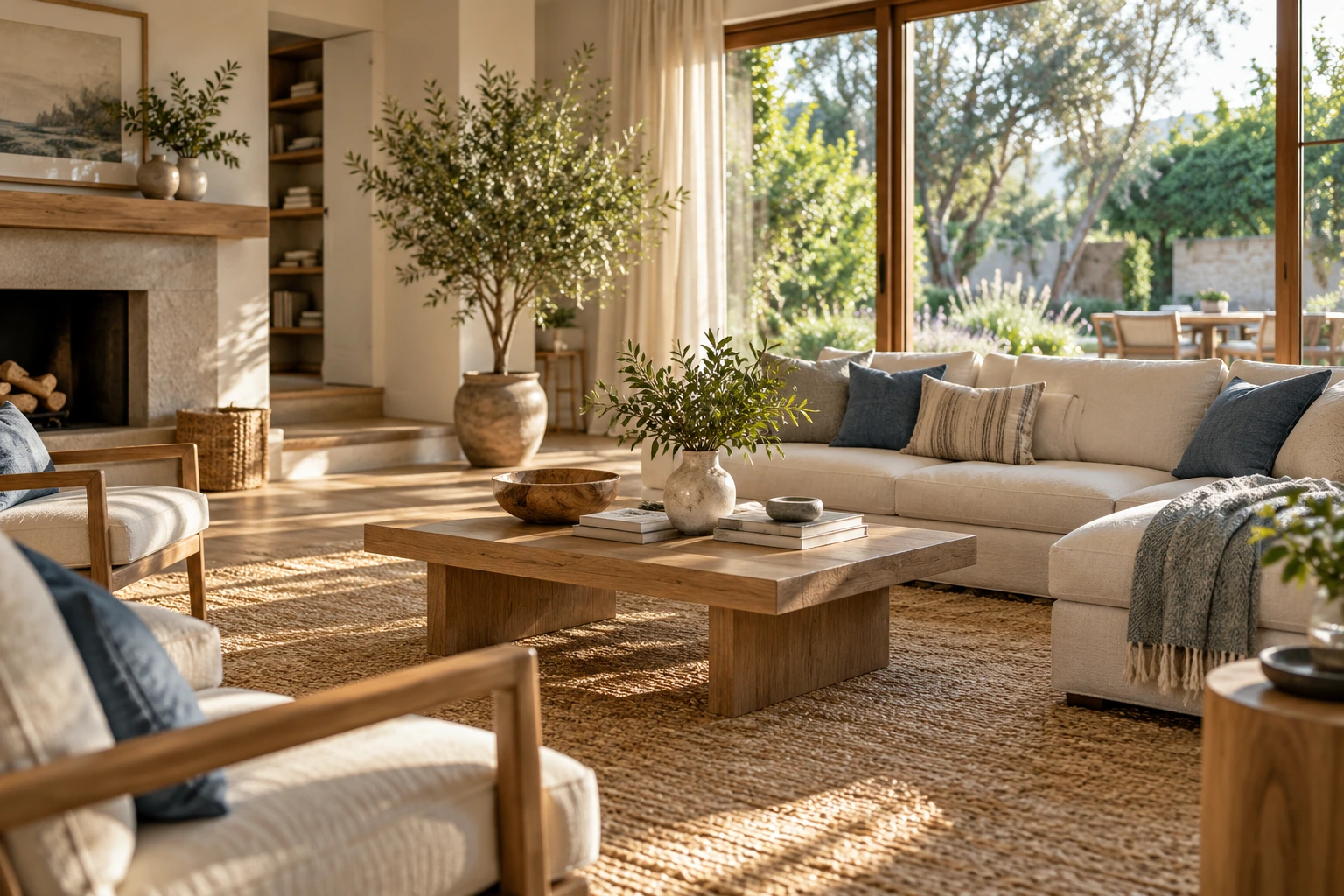 Light-filled room with garden views